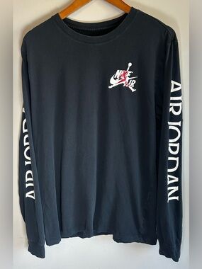 Nike Air Jordan Classics Men’s Long Sleeve Crew Neck T-shirt Sz L Jumpman Black